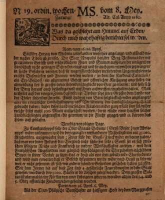 Ordin. Wochen-Zeitung (Gewonnliche Wochen-Zeitung) Mittwoch 8. Mai 1680