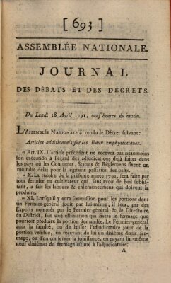 Journal des débats et des décrets Montag 18. April 1791