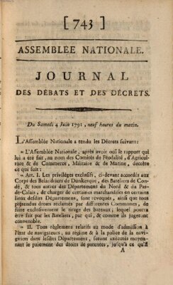 Journal des débats et des décrets Samstag 4. Juni 1791