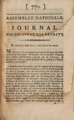 Journal des débats et des décrets Donnerstag 30. Juni 1791