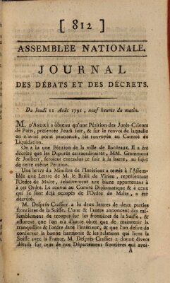Journal des débats et des décrets Donnerstag 11. August 1791