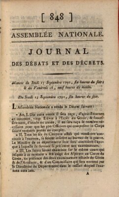 Journal des débats et des décrets Donnerstag 15. September 1791