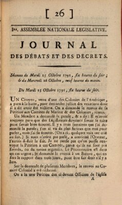 Journal des débats et des décrets Mittwoch 26. Oktober 1791