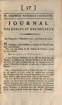 Journal des débats et des décrets Sonntag 6. November 1791