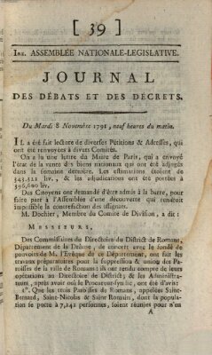 Journal des débats et des décrets Dienstag 8. November 1791