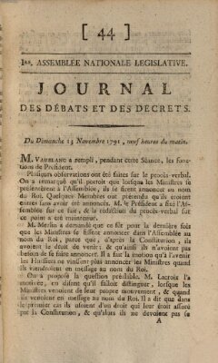 Journal des débats et des décrets Sonntag 13. November 1791