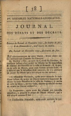 Journal des débats et des décrets Samstag 26. November 1791