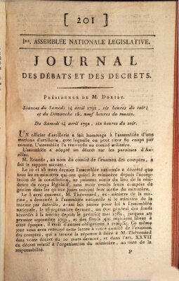 Journal des débats et des décrets Samstag 14. April 1792