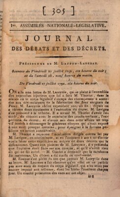 Journal des débats et des décrets Freitag 27. Juli 1792