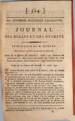 Journal des débats et des décrets Samstag 11. August 1792