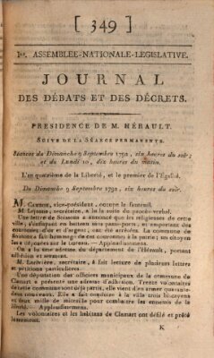 Journal des débats et des décrets Sonntag 9. September 1792