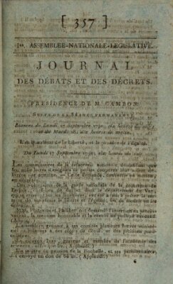 Journal des débats et des décrets Montag 17. September 1792