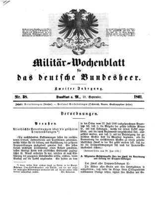 Militär-Wochenblatt für das deutsche Bundesheer Samstag 21. September 1861