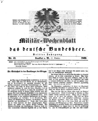 Militär-Wochenblatt für das deutsche Bundesheer Samstag 11. Oktober 1862