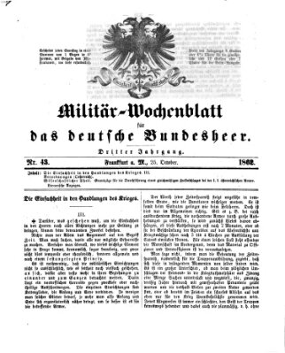 Militär-Wochenblatt für das deutsche Bundesheer Samstag 25. Oktober 1862