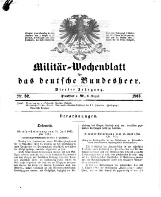 Militär-Wochenblatt für das deutsche Bundesheer Samstag 8. August 1863