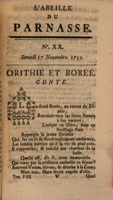 L' Abeille du Parnasse Samstag 17. November 1753
