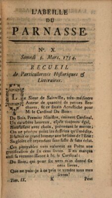 L' Abeille du Parnasse Samstag 9. März 1754
