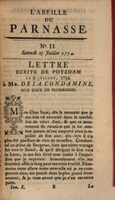 L' Abeille du Parnasse Samstag 13. Juli 1754