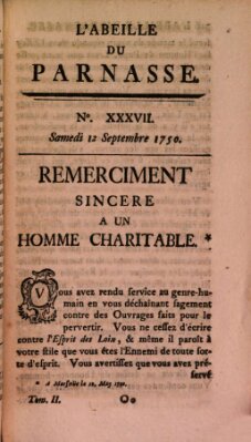 L' Abeille du Parnasse Samstag 12. September 1750