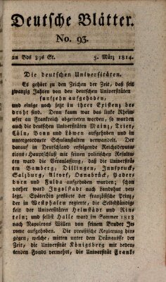 Deutsche Blätter Samstag 5. März 1814