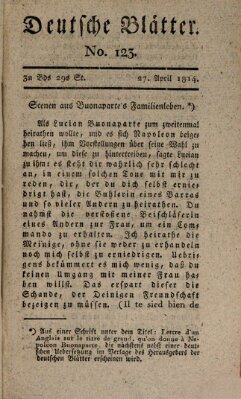 Deutsche Blätter Mittwoch 27. April 1814