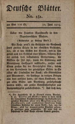 Deutsche Blätter Donnerstag 30. Juni 1814