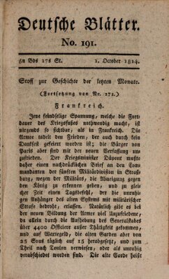 Deutsche Blätter Samstag 1. Oktober 1814