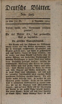 Deutsche Blätter Dienstag 8. November 1814
