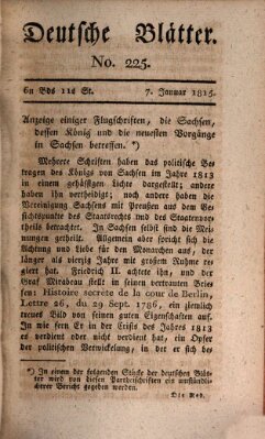 Deutsche Blätter Samstag 7. Januar 1815