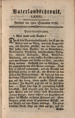 Vaterlandschronik (Deutsche Chronik) Freitag 19. September 1788