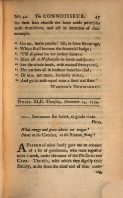 The connoisseur Donnerstag 14. November 1754