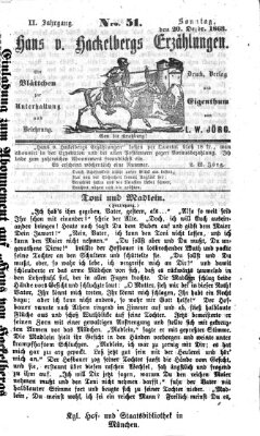 Hans von Hackelberg's Erzählungen Sonntag 20. Dezember 1863
