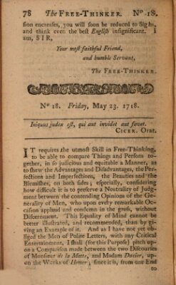 The free thinker or essays of wit and humour Montag 23. Mai 1718