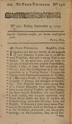 The free thinker or essays of wit and humour Montag 4. September 1719