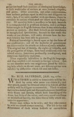 The Idler Samstag 19. Januar 1760