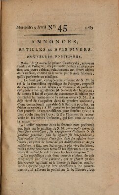 Journal général de l'Europe ou Mercure national et étranger Mittwoch 15. April 1789