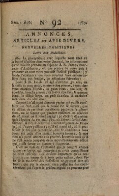Journal général de l'Europe ou Mercure national et étranger Samstag 1. August 1789
