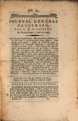 Journal général de l'Europe ou Mercure national et étranger Freitag 19. August 1791
