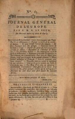 Journal général de l'Europe ou Mercure national et étranger Mittwoch 24. August 1791
