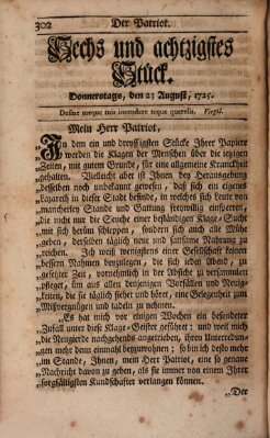 Der Patriot Donnerstag 23. August 1725