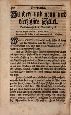 Der Patriot Donnerstag 7. November 1726