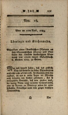 K.K. allerg. privil. Realzeitung der Wissenschaften und Künste Dienstag 20. April 1784