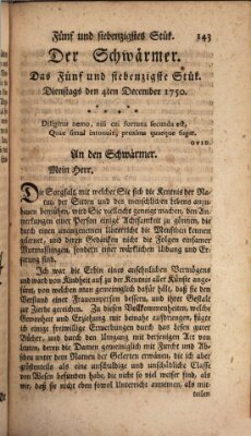 Der Schwärmer oder Herumstreifer (The rambler) Freitag 4. Dezember 1750