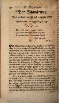 Der Schwärmer oder Herumstreifer (The rambler) Dienstag 17. August 1751
