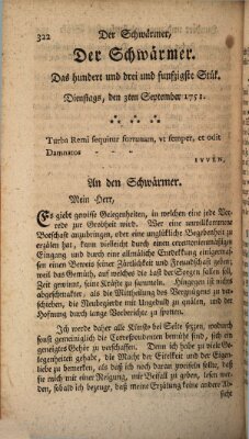 Der Schwärmer oder Herumstreifer (The rambler) Freitag 3. September 1751