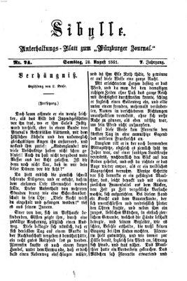 Sibylle (Würzburger Journal) Samstag 24. August 1861