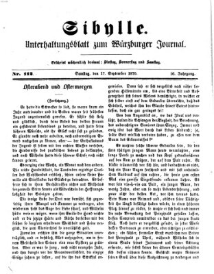 Sibylle (Würzburger Journal) Samstag 17. September 1870