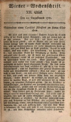 Die Wiener Wochenschrift Samstag 11. August 1781