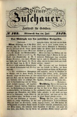 Wiener Zuschauer Mittwoch 18. Juli 1849